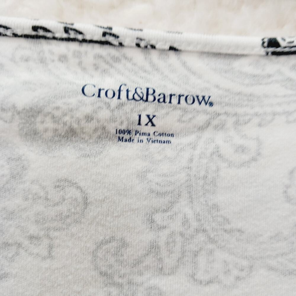 T-Shirt Women Paisley Floral Black White Pima Cotton Whimsycore Casual Size 1X - Picture 8 of 8